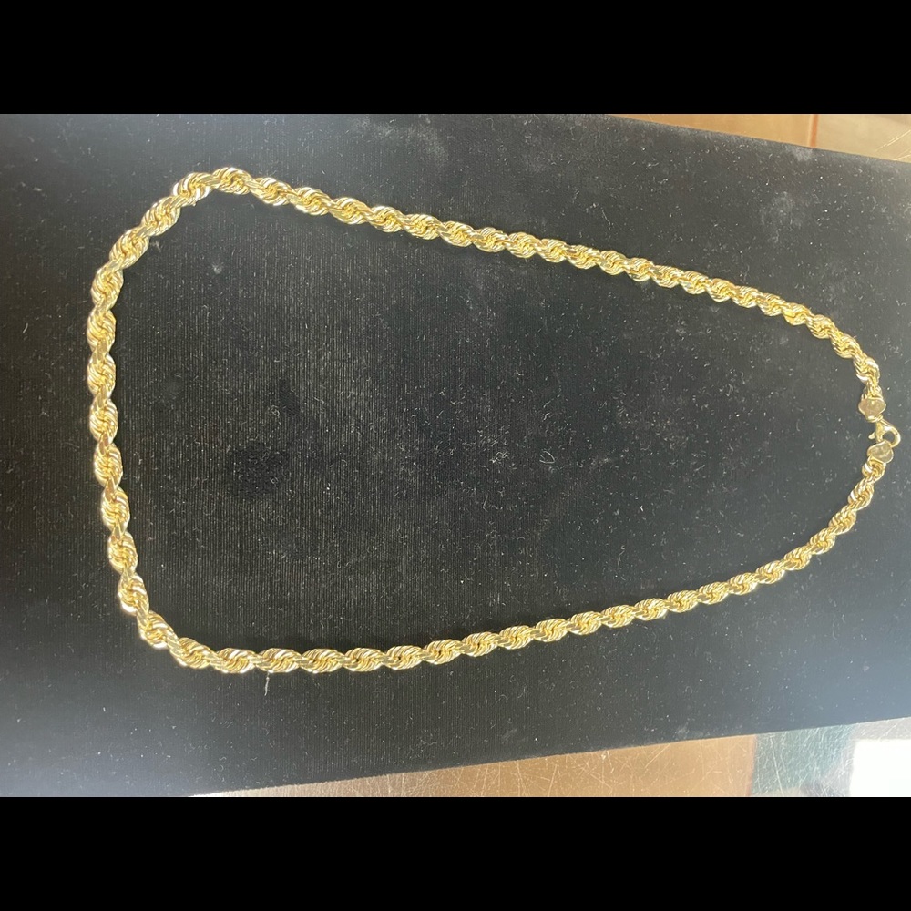 Mens solid 10k gold rope chain 24”